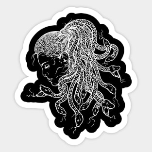 Medusa x Inktober 22 - White Design Sticker